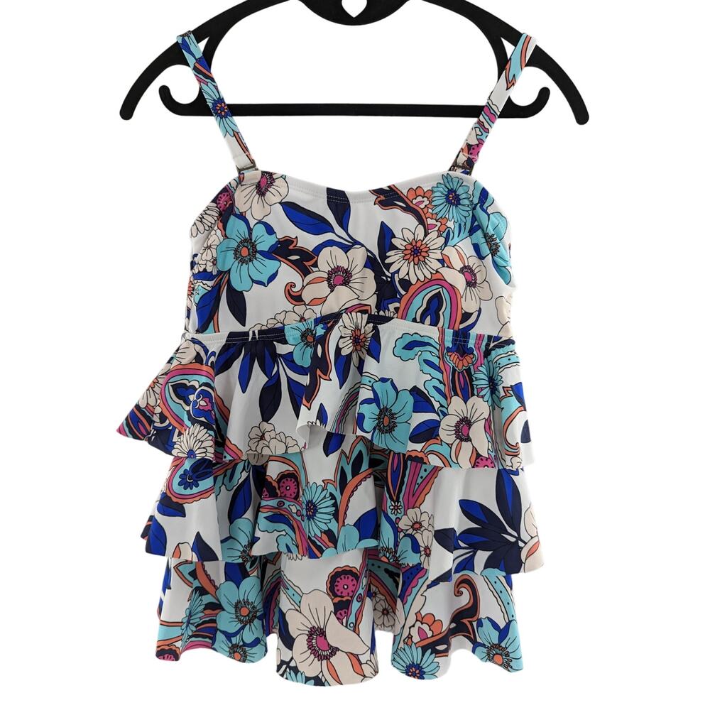 Island Escape Floral Tankini Swim Top Size 6